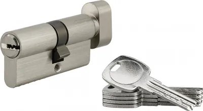 Image de Cylindre de serrure à bouton, 30Bx40mm, nickel, 5 clés réversibles - SP