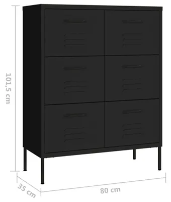 Produktbild von vidaXL Schubladenschrank Schwarz 80x35x101,5 cm Stahl