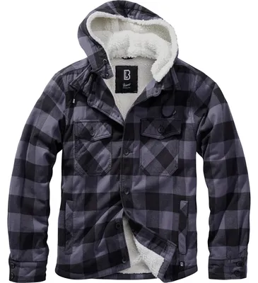 Productafbeelding van Lumber Jacket, hooded jas voor heren, met capuchon (zwart/grijs), maat 2XL