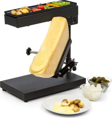 Image de Klarstein Appareil a Raclette et Gril avec Plateau en Acier Inoxydable, Machine a Raclette Rotatif et Réglable de 1000W, Appareil Raclette Traditionnel, Service a Raclette, Grilles à Fromage Raclette