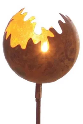 Produktbild von Metall Stecker. FEUERBALL. Feuerkugel, Gartenstecker Edelrost. H 80cm