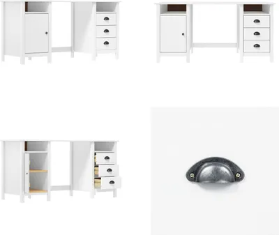 Obrázek produktu pro vidaXL Psací stůl Hill White 150x50x74 cm z masivního borovicového dřeva - Psací stoly - Počítačové stoly - Kancelářské stoly