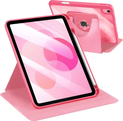 Produktbild von Fintie Rotierende Hülle für iPad (A16) 11./10. Generation 2025/2022 mit Stifthalter – 360 Grad Drehbare Schutzhülle mit Transparente Acryl-Rückseite, Stoßfester Rahmen, Auto Wachen/Schlafen, Rosa
