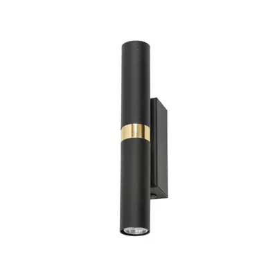 Produktbild von Wandleuchte Metall G9 16,5 cm hoch Up Down in Schwarz Gold 2-flammig länglich Wandlampe