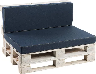 Obrázok produktu pre Paletový vankúš, záhradný vankúš, sedací vankúš, opierkový vankúš PFK (sada (sedací vankúš 120x80+opierkový vankúš 120x40), tmavomodrá)