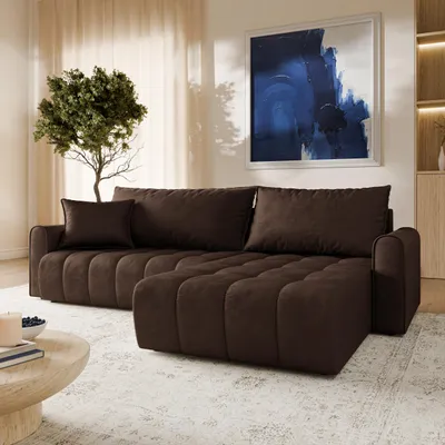 Produktbild von Masseno Ecksofa FRIGA mit Schlaffunktion L-Form, Sofa mit Bettkasten, Wohnzimmersofa, Couch, Soffa, Bettsofa, Couchgarnitur- Braun, MONOLITH 29