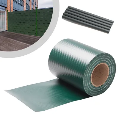 Obrázek produktu pro Fólie na plot neprůhledná tlustá PVC oboustranná fólie na ochranu před sluncem s nízkým odrazem 35m x 19cm zelená