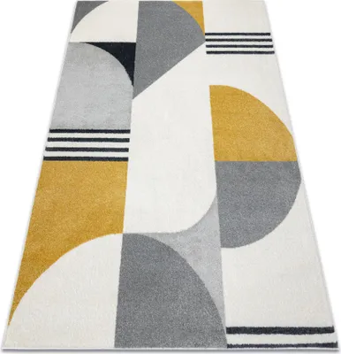 Produktbild von Teppich FUSION 1327 weiß / dunkelgrau / gold - Geometrisch, modern, abstrakt Grau 240x330 cm