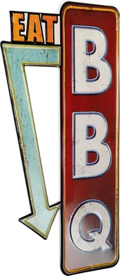 Produktbild von Moritz Blechschild EAT BBQ Pfeil 33 x 60 Vintage Retro Nostalgie Metall Dekoration