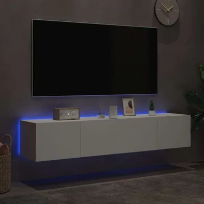 Produktbild von "2026 Aktion"TV-Board - Fernsehtisch - TV-Wandschränke mit LED-Leuchten 2 Stk. Weiß 80x35x31 cm - NeuMöbel1469551