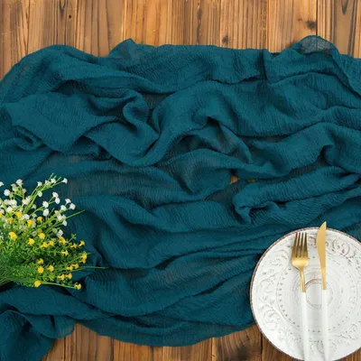 Produktbild von Tischläufer Musselin Türkis 80cm x 3m Käsetuch Stoff Hochzeit Petrol
