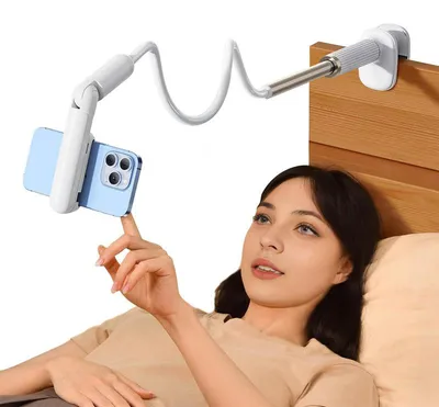 Produktbild von Handyhalterung Bett Schwanenhals 110cm, 900° Drehung Smartphone Halterung für Bett & Tisch, flexible Clip Halterung für iPhone & Android