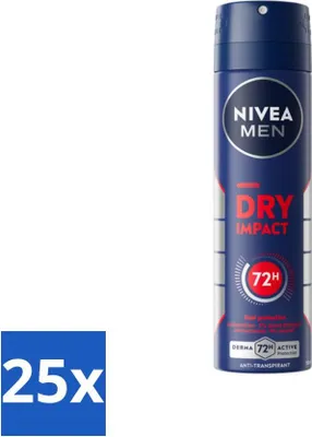 Zdjęcie produktu dla NIVEA MEN - Dezodorant w sprayu - Dry Impact - 150 ml - opakowanie ekonomiczne - 25 szt