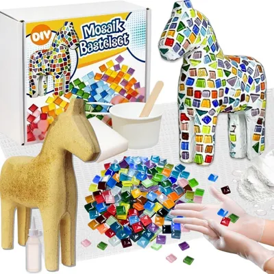 Produktbild von Mosaik Bastelset Pferd mit bunten Fliesen und Zubehör für Kinder & Erwachsene