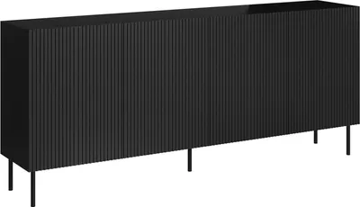 Produktbild von Dmora Sideboard Corana 200x42x82h cm Schwarz, 4 Einlegeböden 8 Fächer