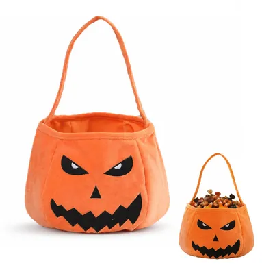 Plüsch-Kürbis-Tas für Halloween, Trick-or-Treat-Beutel, 27 cm
