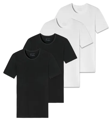 Produktbild von SCHIESSER Herren T-Shirt 4er Pack - Serie "95/5", Rundhals, S-XXL Schwarz/Weiß 2XL