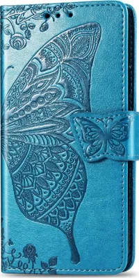 Produktbild von Mobigear Butterfly Motorola One Action Hülle Klapphülle Geldbörse - Blau