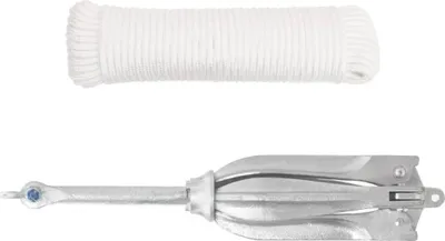 Produktbild von vidaXL Klappanker mit Seil Silber 12 kg Feuerverzinktes Gusseisen