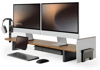 Zdjęcie produktu dla Podstawa pod monitor z 2 szufladami, kolor brązowy