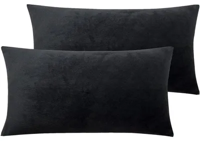 Produktbild von 2er Set Kissenbezüge 40x60cm Anthrazit Samt Weich Flauschig
