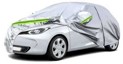 Image de Housse de protection pour voiture, type garage complet, pour Renault Zoe (2012-2024), imperméable, couleur argent, avec porte à fermeture éclair