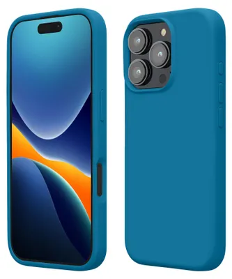Produktbild von kwmobile Handyhülle für iPhone 16 Pro Hülle, für iPhone 16 Pro Case - Hülle Silikon - kabelloses Laden - Blue Reef