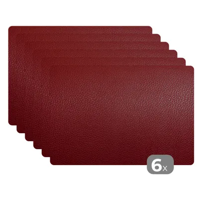 Obrázok produktu pre MuchoWow® Podložky Sada 6 podložiek Umývateľné podložky 30x45x0.3cm Koža - kožený vzhľad - červená - svetlá Podložka pod stôl Nekĺzavá a odolná voči