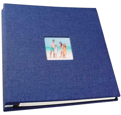 Image de Album photo autocollant, dimensions 28 x 27 cm, avec couverture en lin et 40 pages doubles
