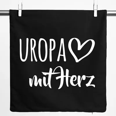 Produktbild von Huuraa Kissenbezug Uropa mit Herz 40x40cm Black Baumwolle Dekokissenbezug Geschenkidee