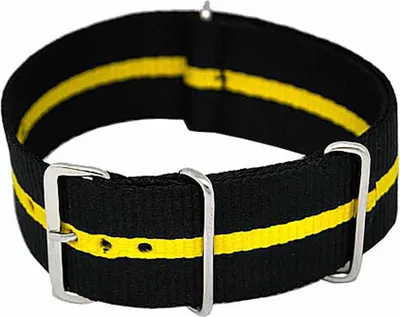 Produktbild von Uhrenarmband Durchzugsband Nylon schwarz gelb 20mm NATO STRAP