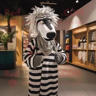 Produktbild von Zebra REDBROKOLY Maskottchen kostüm gekleidet mit einem Henley-Hemd und Tüchern