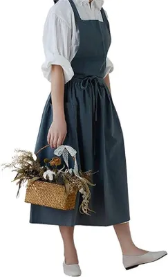 Produktbild von Wasserdichter Baumwollanzug mit Schussbeutel, Kreuzgurt, bequemer Schurz, Männer, Frauen, Rundrock, Kleid, Kochen, Gärtnern, Kaffeebar