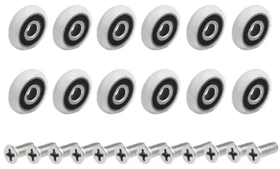 Image de Roulettes pour cabine de douche, 12 pièces, avec roulements à billes, diamètre 23 mm, galets pour cabine de douche