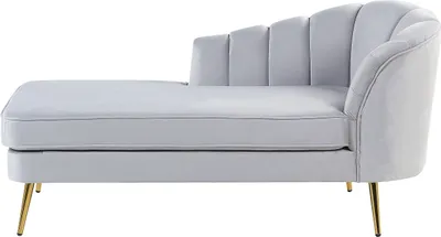 Obrázek produktu pro BELIANI Lenoška šedá sametové čalounění černé kovové nohy pravostranná moderní design nábytek do obývacího pokoje