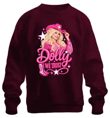 Produktbild von In Dolly We Trust Pink Cowgirl Hut Country Musik Nashville Sweatshirt Pullover, Burgundy, XL