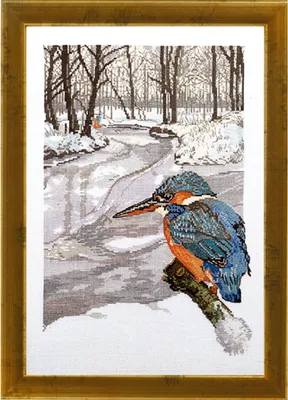 Produktbild von Permin Kreuzstich Stickpackung "Eisvogel", Zählmuster, 47x34cm, 70-4129