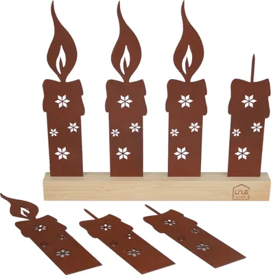 Produktbild von UNUS Deko Weihnachtsdeko mit austauschbaren Kerzen für Adventszeit im Rostdesign