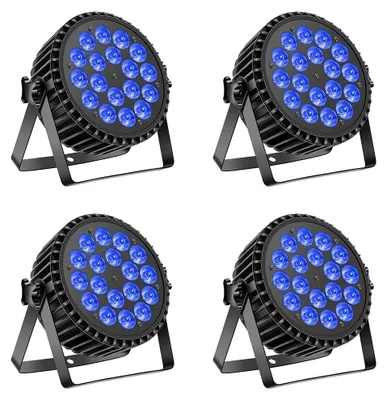 Produktbild von LED Par Scheinwerfer - 18x8W RGBW DMX512 - 200W Washlicht - 4/8 Kanal - Musik- und Auto-Modus - EU Stecker 4er Set