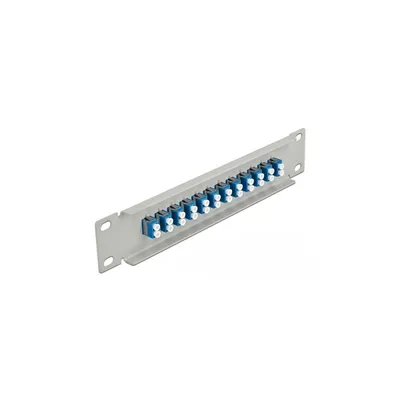 Produktbild von Delock 10 Zoll LWL Patchpanel 12 Port LC Duplex blau 1 HE grau