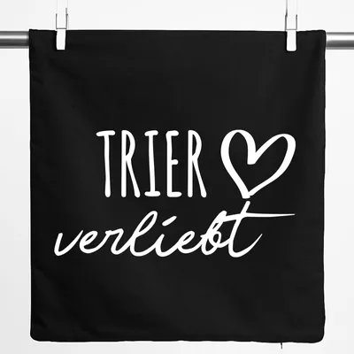 Produktbild von Huuraa Kissenbezug Trier verliebt 40x40cm Black Baumwolle Dekokissenbezug Geschenkidee