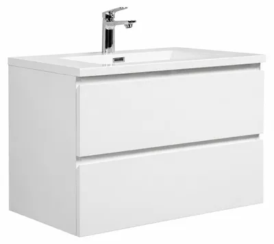 Obrázek produktu pro Badplaats Koupelnová Sestava Angela 80 cm - Lesklá Bílá - Skříňka s Umyvadlem