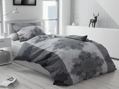 Produktbild von Bettwäsche aus Baumwolle Großer Mandala Dunkelgrau