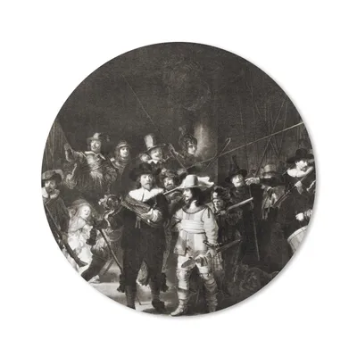 Produktbild von MuchoWow® Mauspad Mousepad Die Nachtwache in Schwarz und Weiß - Rembrandt van Rijn 20x20 cm - Mousepads - Maus Mat - Pad - Mausunterlage - Schreibtischmatte