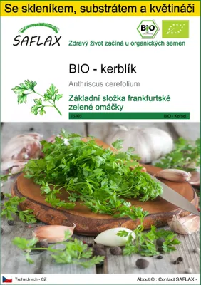 Obrázek produktu pro SAFLAX Kultivační sada - BIO - kerblík - Anthriscus cerefolium - 800 Semena - S mini skleníkem, pěstebním substrátem a 2 květináči