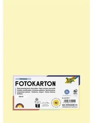 Dekoračný kartón, 2 stranný, A4, 300 g, 50 listov, FOLIA, slamovo žltý