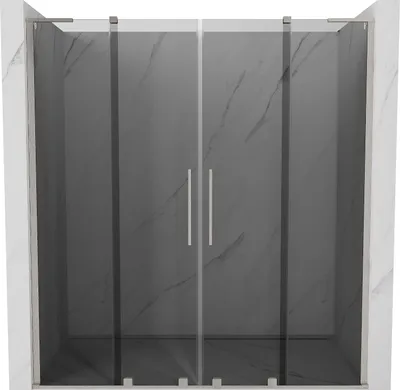 Produktbild von Mexen Velar L Duo Schiebetür-Duschabtrennung 170 cm, graphit, gebürsteter Nickel - 871-170-003-42-97