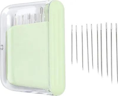 Immagine prodotto di Astuccio magnetico per aghi da cucito, scatola portatile con 10 aghi per progetti all'aperto, verde