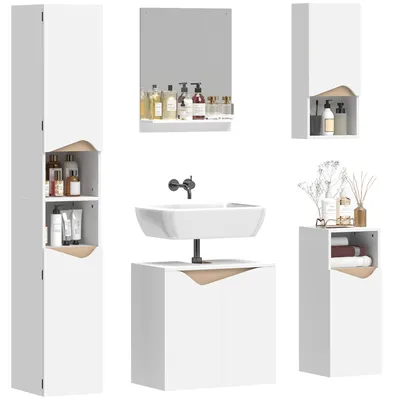 Produktbild von HOMCOM Badmöbel Set 5-tlg. mit Soft-Close Türen und Verstellbaren Einlegeböden