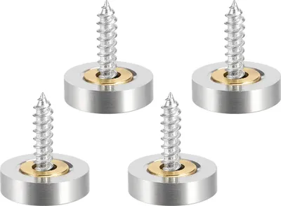 Obrázek produktu pro sada 4 šroubů do zrcadel s krytkami | 16mm dekorační šrouby s krytem | měděné hřebíky do zrcadel - stříbrná krytka zrcadla | koupelnové dekorační šrouby | upevňovací šrouby do zrcadel